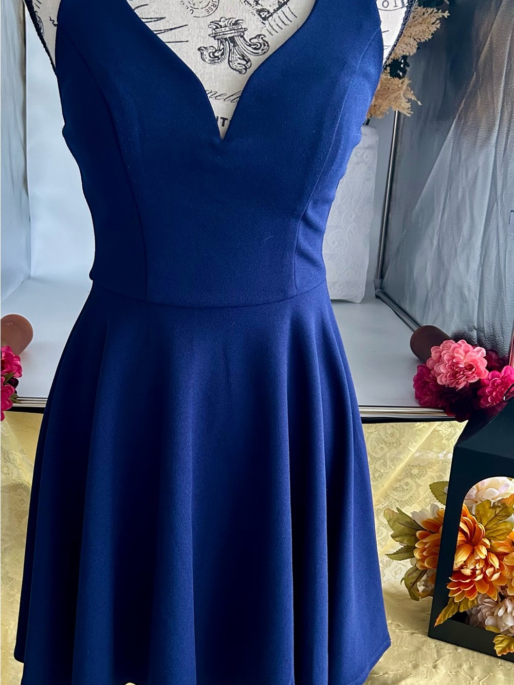 B Darlin Royal Blue V-Neck Mini Dress